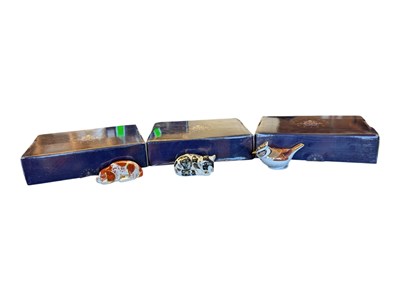 Lot 81 - ROYAL CROWN DERBY - THREE 2000 FINE BONE CHINA BOXED PAPERWEIGHT FIGURES