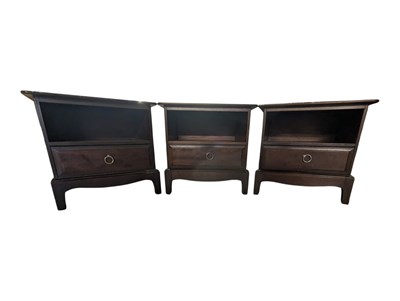 Lot 600 - STAG FURNITURE - MINSTREL RANGE - THREE VINTAGE STAG MINSTREL BEDSIDE TABLES