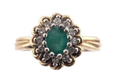 Lot 88 - TWO HALLMARKED EMERALD & DIAMOND RINGS