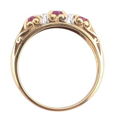 Lot 95 - TWO HALLAMARKED 9CT GOLD RUBY & DIAMOND RINGS