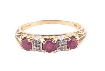 Lot 95 - TWO HALLAMARKED 9CT GOLD RUBY & DIAMOND RINGS