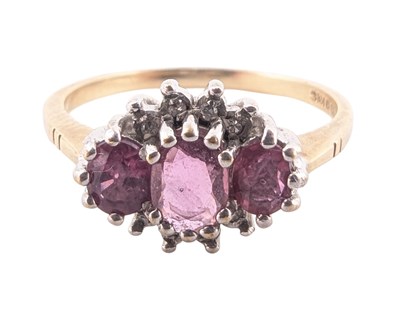 Lot 95 - TWO HALLAMARKED 9CT GOLD RUBY & DIAMOND RINGS