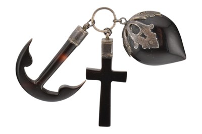 Lot 78 - 19TH CENTURY TORTOISESHELL FAITH, HOPE, & CHARITY PENDANT