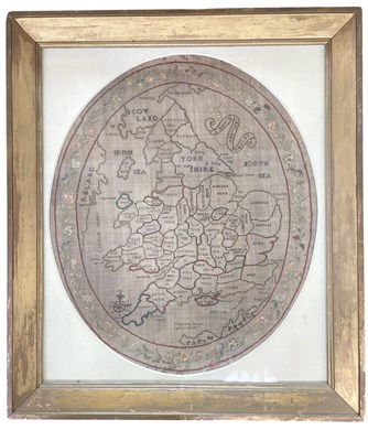 Lot 268 - EARLY 19TH CENTURY 1811 NEEDLEWORK SAMPLER OF MAPO OF ENGLAND & WALES, SIGNED