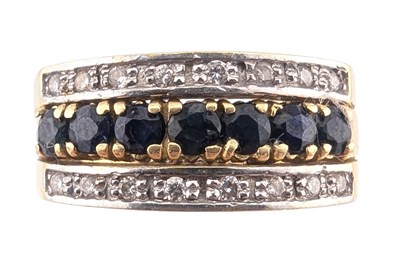 Lot 81 - GOLD SAPPHIRE & DIAMOND THREE BAND RING