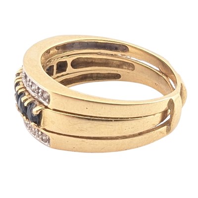 Lot 81 - GOLD SAPPHIRE & DIAMOND THREE BAND RING