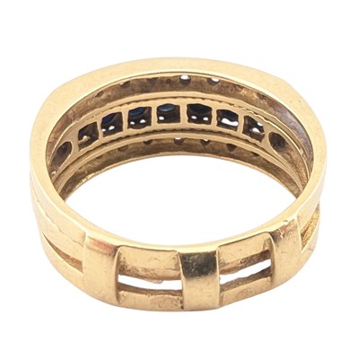 Lot 81 - GOLD SAPPHIRE & DIAMOND THREE BAND RING