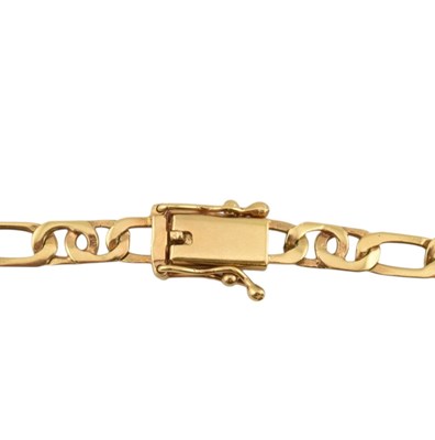 Lot 79 - 18CT GOLD FANCY FIGARO CHAIN LINK NECKLACE