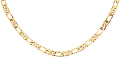 Lot 79 - 18CT GOLD FANCY FIGARO CHAIN LINK NECKLACE