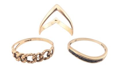 Lot 280 - THREE HALLMARKED 9CT GOLD RINGS