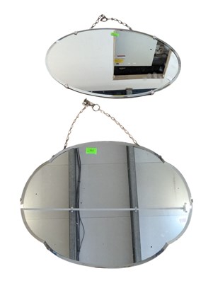 Lot 863 - TWO EARLY 20TH CENTURY BEVEL EDGE FRAMELESS MIRRORS