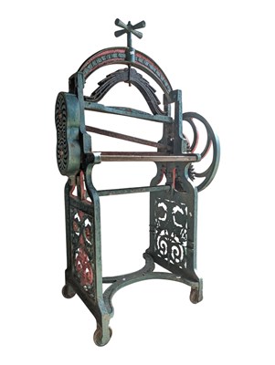 Lot 852 - LATE 19TH CENTURY VICTORIAN CAST IRON MANGLE / CLOTHES WRINGER