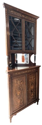 Lot 860 - EDWARDIAN ROSEWOOD MARQUETRY INLAID CORNER CABINET