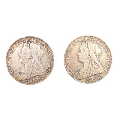 Lot 103 - TWO 1900 QUEEN VICTORIA SILVER CROWNS