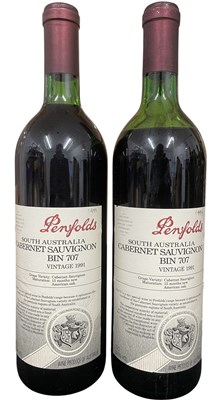 Lot 170 - TWO PENFOLDS SOUTH AUSTRALIAN BIN 707 VINTAGE 1991 CABERNET SAUVIGNON BOTTLES
