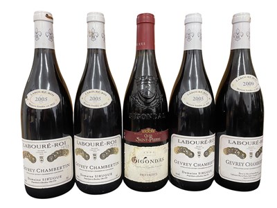 Lot 182 - FIVE FRENCH VINTAGE RED WINE BOTTLES FROM THE REGIONS OF GEVREY-CHAMBERTIN & OTHER