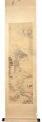 Lot 188 - ATT TO WANG SU (1794-1877) - A CHINESE SCROLL PAINTING DEPICTS FIGURINES 王素 山水立轴
