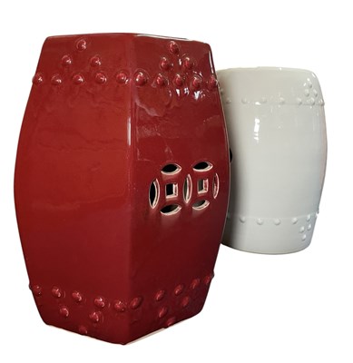 Lot 358 - TWO CONTEMPORARY CHINESE GLAZED GARDEN DRUM STOOLS