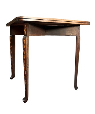 Lot 630 - DUTCH LATE 18TH/EARLY 19TH CENTURY WALNUT & MARQUETRY INALID FOLDING CARD TABLE