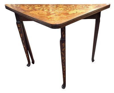 Lot 630 - DUTCH LATE 18TH/EARLY 19TH CENTURY WALNUT & MARQUETRY INALID FOLDING CARD TABLE