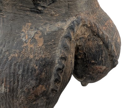 Lot 36 - CHINESE NEOLITHIC LONGSHAN CULTURE GREY POTTERY TRIPOD LI 龙山文化三足陶鬲/罐