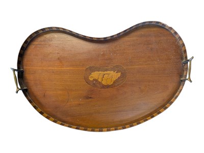 Lot 206 - VICTORIAN 19TH CENTURY MAHOGANY INLAID CARRY TRAY