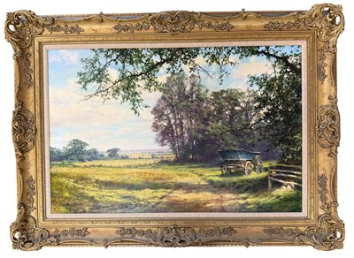 Lot 668 - ANTHONY SHEATH (B. 1946) - PASTORAL LANDSCAPE WITH HAY CART - OIL ON CANVAS