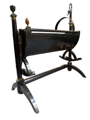 Lot 643 - FRENCH EMPIRE 19TH CENTURY EBONISED SWAN NECK ROCKING COT/CRADLE