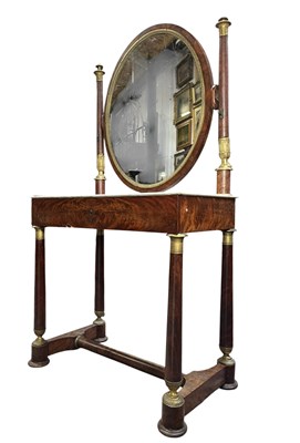 Lot 640 - FRENCH EMPIRE 19TH CENTURY WALNUT & MARBLE TOP DRESSING TBALE DESK