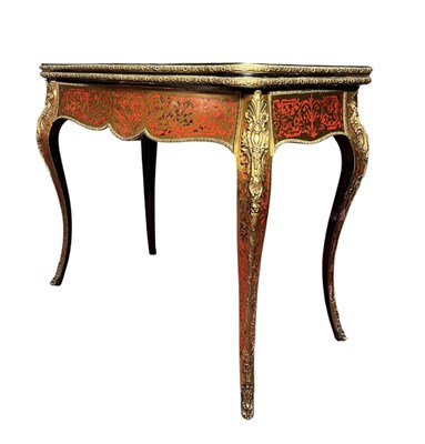 Lot 626 - FRENCH 19TH CENTURY BOULLE WORK SERPENTINE FOLD OUR CARD/GAMES TABLE