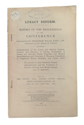 Lot 54 - PAMPHLET - 1922 LUNACY REFORM, REPORT OF THE PROCEEDINGS OF THE CONFERENCE
