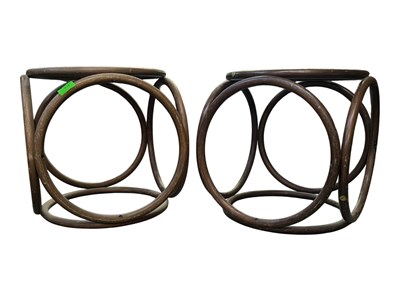 Lot 584 - PAIR OF MID CENTURY BENTWOOD RATTAN STOOLS