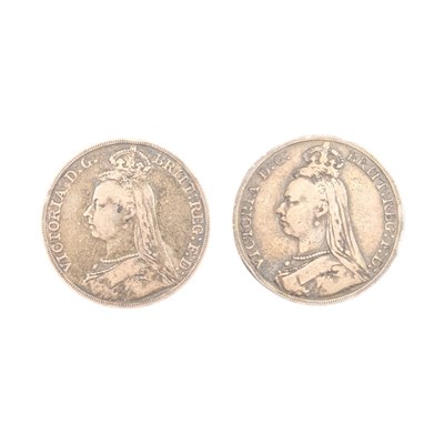 Lot 86 - TWO 1889 QUEEN VICTORIA SILVER CROWNS
