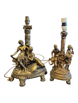 Lot 238 - TWO 20TH CENTURY NEO-CLASSICAL BRASS EFFECT RESIN TABLE LAMPS