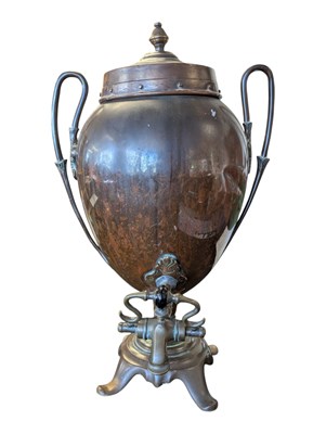 Lot 255 - 19TH CENTURY VICTORIAN COPPER & BRASS TEA URN / SAMOVAR