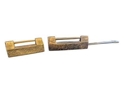 Lot 229 - TWO CHINESE 19TH CENTURY BRASS DOOR LOCKS