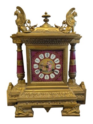 Lot 246 - FRENCH 19TH CENTURY EGYPTIAN REVIVAL ORMOLU MANTEL CLOCK