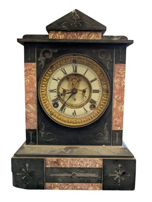 Lot 221 - ANSONIA CLOCK COMPANY - LATE 19TH / EARLY 20TH CENTURY SLATE & MARBLE MANTEL CLOCK