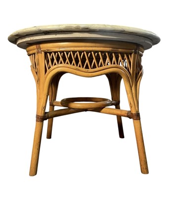 Lot 187 - MID 20TH CENTURY MARBLE TOPPED AND BAMBOO COFFEE TABLE