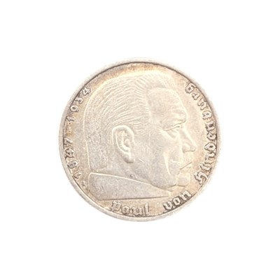 Lot 111 - 1935 GERMAN PAUL VON HINDENBURG SILVER FIVE REICHSMARKS
