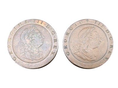 Lot 62 - 1797 KING GEORGE III TWO PENCE & INSCRIBED EXAMPLE