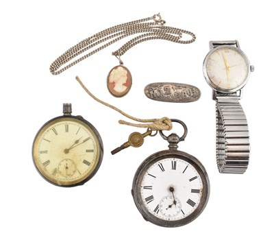 Lot 590 - COLLECTION OF SILVER & WHITE METAL JEWELLERY & POCKET WATCHES