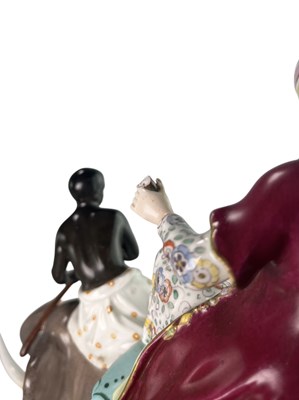 Lot 28 - MEISSEN LATE 19TH CENTURY PORCELAIN GROUP FIGURE OF SULTAN RIDING AN ELEPHANT