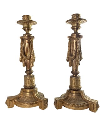 Lot 141 - PAIR OF FRENCH EMPIRE NAPOLEON III 19TH CENTURY GILT BRONZE CANDLESTICKS