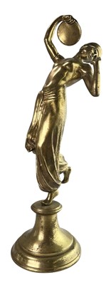 Lot 145 - ART DECO EARLY 20TH CENTURY BRASS FIGURE OF LADY WITH TAMBOURINE