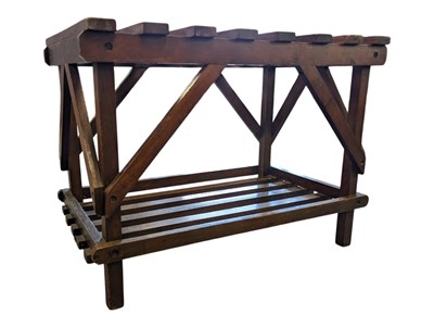 Lot 829 - EARLY 20TH CENTURY MAHOGANY TWO TIER LUGGAGE RACK STAND