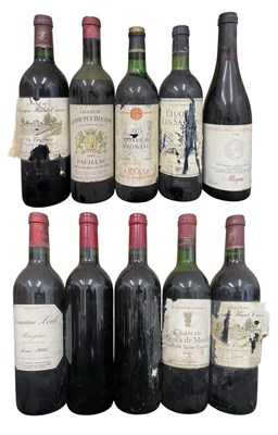 Lot 188 - TEN VINTAGE 1980S/90S FRENCH RED WINE BOTTLES