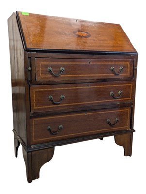 Lot 827 - EDWARDIAN MAHOGANY INLAID WRITING OFFICE BUREAU
