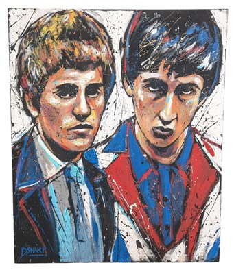 Lot 35 - DAVE SHARP (20TH CENTURY, CONTEMPORARY) - THE WHO - LARGE OIL ON CANVAS