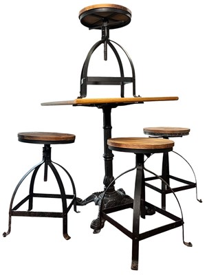 Lot 418 - CONTEMPORARY CAFE / DINING TABLE AND STOOLS